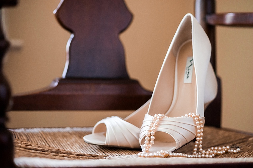 Bride's Shoes, Pearls, Wedding