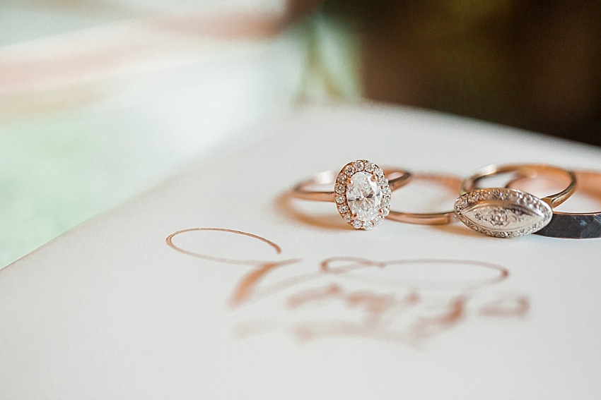 engagement ring, wedding band, vintage jewelry