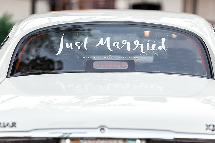 just married, get away car, kate spade